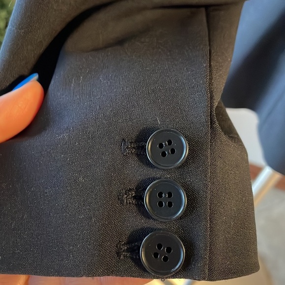 THEORY woman’s black blazer STRETCH WOOL Blend one button closure SMALL 10 (6-8) - Picture 8 of 16